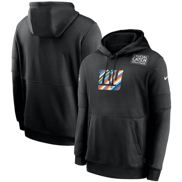 Men's New York Giants Black NFL 2020 Crucial Catch Sideline Performance Pullover Hoodie
